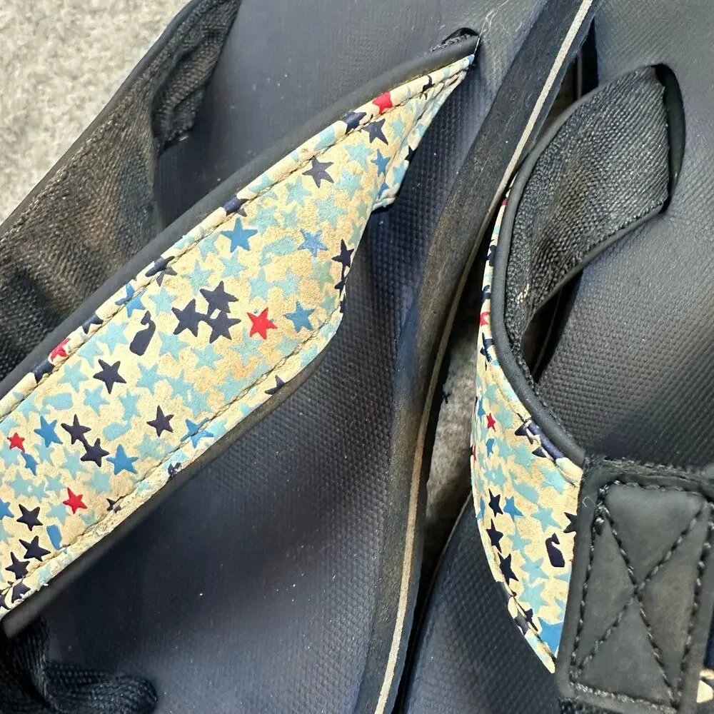 Vineyard Vines Girls Flip Flops Star Print Size 5 Big Kid Sandals